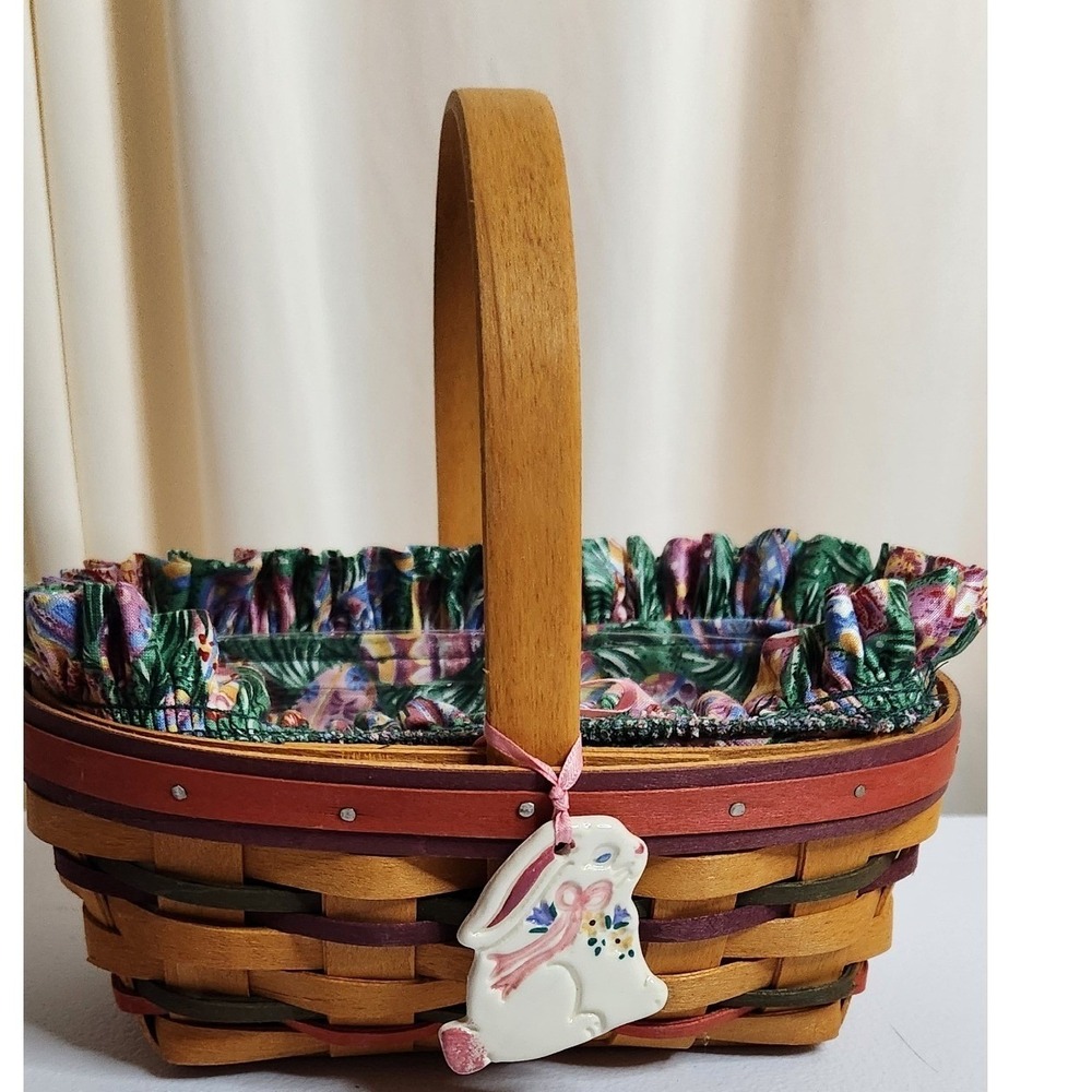 Longaberger 1997 Easter Basket --Ceramic Bunny Tie-On